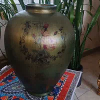 گلدان سفالی  نقاشی کوره رفته