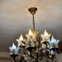 دو عدد لوستر برنز اصل 5 شاخه 10 شعله