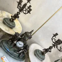 ساعت وشمعدان تمام برنز قالب اصلی پتینه انتیک|کلکسیون اشیاء عتیقه|تهران, پارک شهر|دیوار