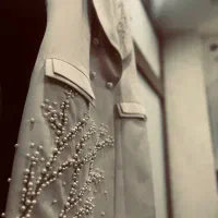 سرافون کت کوتاه سنگ کاری شده وسایز۳۸/۴۲ قد‌۸۵