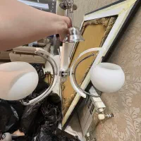 لوستر چوبی سفید سه شاخه