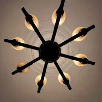 لوستر چوبی هشت شاخه|لوستر و چراغ آویز|تهران, آهنگ|دیوار