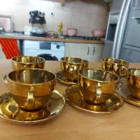 یک دست فنجان نعلبکی طلایی نونو|ظروف سرو و پذیرایی|تهران, تهران‌ویلا|دیوار