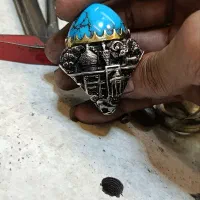 انگشتر فیروزه نیشابور درشت رکاب ۳بعدی