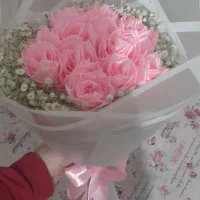 گل روبانی صورتی|گل مصنوعی|زنجان, |دیوار