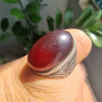 انگشتر نقره کهنه یمنی سرخ قلم