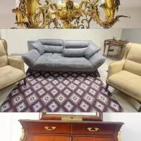 دو‌ لوستر برنز-مبل راحتی - اینه و کنسول تمام چوب