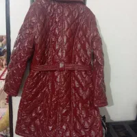 کاپشن چرم زرشکی رنگ