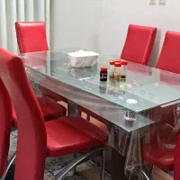 میزناهارخوری ۶نفره چرم قرمز|میز و صندلی غذاخوری|کرج, حصارک پایین|دیوار