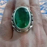 انگشتر نقره دست ساز نگین زمرد طبیعی و معدنی|جواهرات|کرج, عظیمیه|دیوار