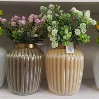 گلدان بلوری تزیینی با گل مصنوعی|گل مصنوعی|سیرجان, |دیوار