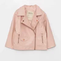 کاپشن چرم دخترانه صورتی جنس السی