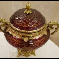 ظرف دکوری انتیک پایه دار تراشدار دوپوست پایه برنز|صنایع دستی و سایر لوازم تزئینی|تهران, پاسداران|دیوار