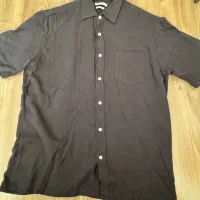 پیراهن لینن مشکی-ذغالی