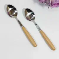 قاشق، چنگال و کارد استیل دسته چوبی بامبو