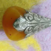 انگشتر نقره کهربا گوشواره