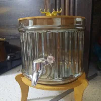 کلمن شیشه ای پایه چوبی کاملا سالم