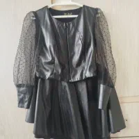 کراپ دامن چرم مشکی مجلسی.مهمونی.تولدی