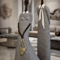 مجسمه آفریقایی زن و مرد پاپیه‌ماشه