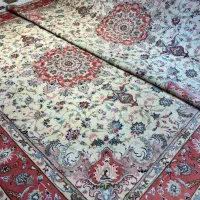 فرش دستباف جفت ۹ متری کاشمر گل ابریشم دستبافت