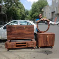 میز زیر تلویزیون کد۰۱ همراه با جاکفشی و آینه‌کنسول