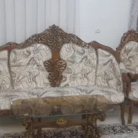 مبل سلطنتی مدل فرحی ۹ نفره چوب راش با میز جلو مبلی