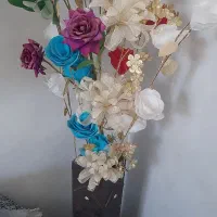 گل مصنوعی با گلدان چوبی|گل مصنوعی|دامغان, |دیوار