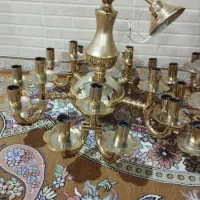 لوستر در حد نو برنز رنگ ثابت ابکاری طلا شده|لوستر و چراغ آویز|همدان, |دیوار