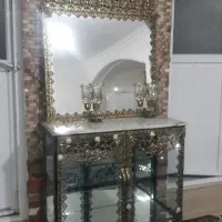 آینه کنسول برنزی باشعمدانی برنز