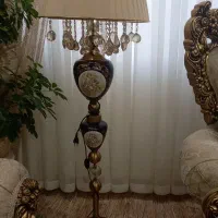 آباژور دو کاسه چینی سرمه ای رنگ پایه پرکار