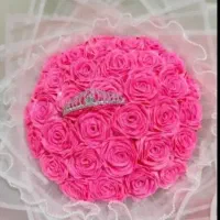گل روبانی پول آرایی و باکس کادو + یک شاخه گل رایگا