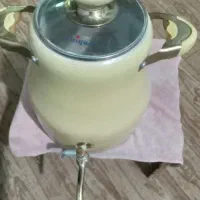 کتری لوآبی دسته وشیر برنجی