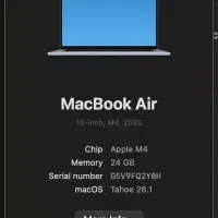 فروش Macbook Air M4 2025 کارکرده|رایانه همراه|تهران, باغ فردوس|دیوار