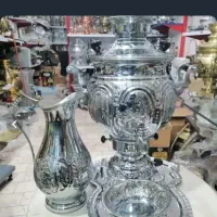 سماور برنجی نقره ای