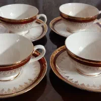 ۶ فنجان و ۶ نعلبکی چایی خوری سرامیکی آمریکایی