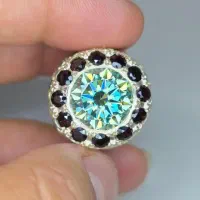 انگشتر نقره ککلکسیونی دستساز موزانایت+ سنگ طبیعی