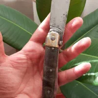 چاقو دسته شاخ کهنه دوکاره کلکسیونی انگشتر|کلکسیون اشیاء عتیقه|اصفهان, رزمندگان|دیوار