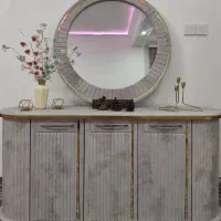 آینه و کنسول رنگ طوسی