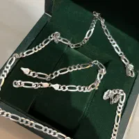 گردنبند و دستبند نقره فیگارو ایتالیایی|جواهرات|بندر انزلی, ساحل قو|دیوار