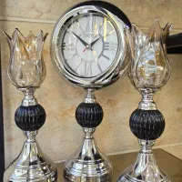 ست ساعت و شمعدان نقره ای جدید