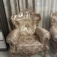 مبلمان استیل ورق طلا با ناهار خوری