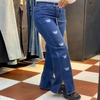 شلوار جین زنانه نیم بگ پروانه ای ترکیه