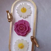 پک سه تایی شمع همراه با سینی ۵۰|صنایع دستی و سایر لوازم تزئینی|بیرجند, |دیوار