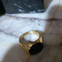 انگشتر مردانه مون بلان طلایی با سنگ مشکی