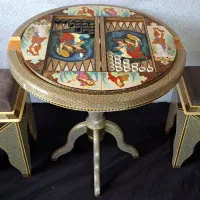 تخته نرد و صفحه شطرنج خاتم (گرد) میز و صندلی