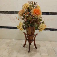 گل با گلدان چوبی فانتزی زیبا