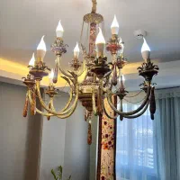 لوستر شاخه برنجی باسنگ طبیعی