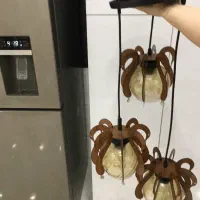 لوستر حبابی سه تایی لوستر چوبی