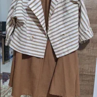 کت و دامن بیرونی کرم قهوه ای