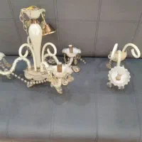 دو عدد لوستر کریستالی دیواری و سقفی